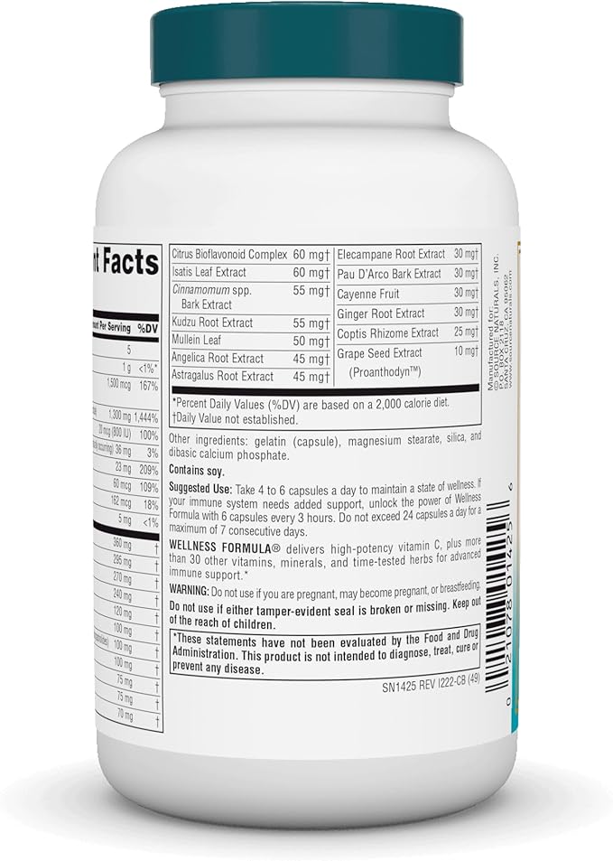 Source Naturals Wellness Formula Bio-Aligned Vitamins 120 Capsules