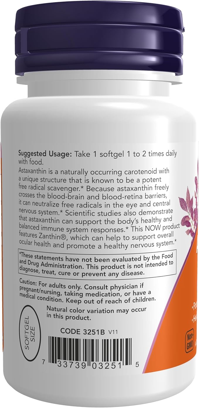 NOW Supplements, Astaxanthin 4 mg, features 60 Veg