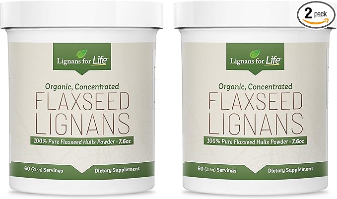 Lignans for Life Natural Ground Flaxseed (60 Servings 80mg per 3 & 6 Fatty 2Pack