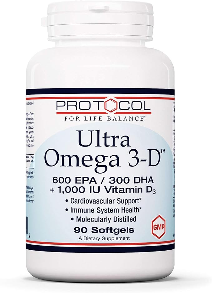 Protocol Ultra Omega 3-D 600mg EPA, 300mg DHA 1,000 IU D3 - 90 Softgels