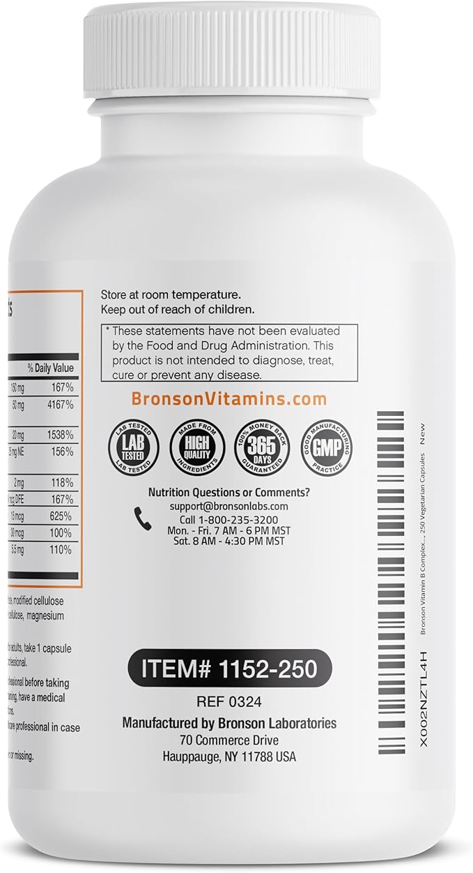 Bronson Vitamin B Complex with Vitamin C 250 Vegetarian