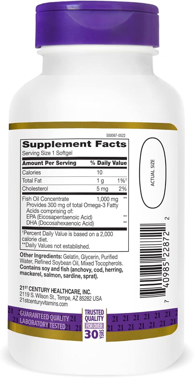21st Century Fish Oil 1000 mg 120 Count