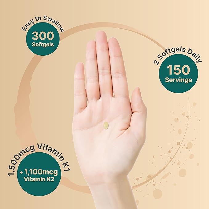 NatureBell Vitamin K Complex, K1 + K2 (MK-7 (MK-7 & MK-4) 2,600mcg 2,600mcg Per 300 Coconut