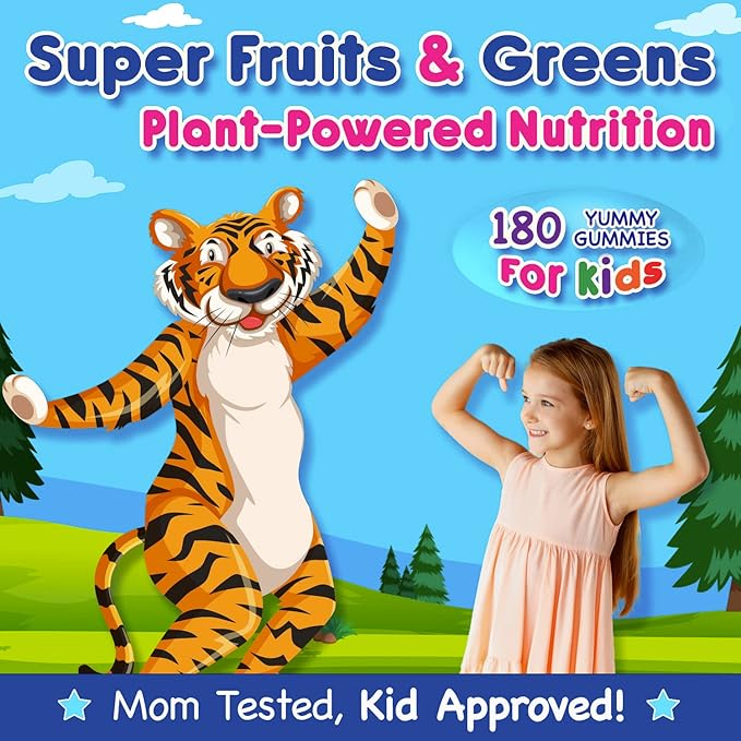 Infusions Super Fruit and Super Green Gummies for Kids 180 Count - Superfood Blend Soft and Delicious Gluten Free Non-GMO