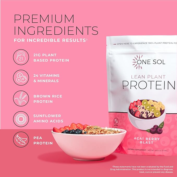 One Sol Protein Powder, Lean & 100% Plant-Based