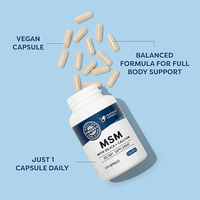 Vimergy MSM with Silica + Calcium Capsules, 120 Servings – Supports Bone Health – Promotes Hair & Nail Health – Non-GMO, Gluten-Free, Kosher, Soy-Free, Corn-Free, Vegan & Paleo Friendly
