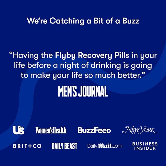 Flyby Recovery Supplement - All The Hang, Without The Over!™ - with Milk Thistle, Vitamin C, Activated Charcoal, and Apple Cider Vinegar - Pre & Post Drinking Formula (80 Count)