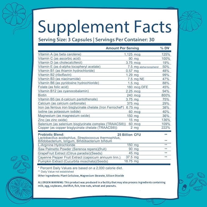 GOBIOTIX Probiotic Multivitamin Supplement 25 Billion 90 Capsules