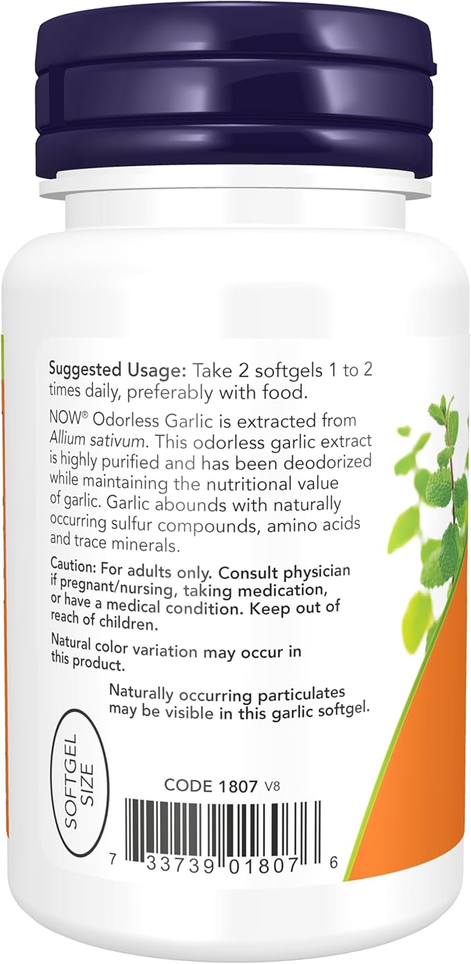 NOW Supplements, Odorless Garlic (Allium sativum), 100 Softgels