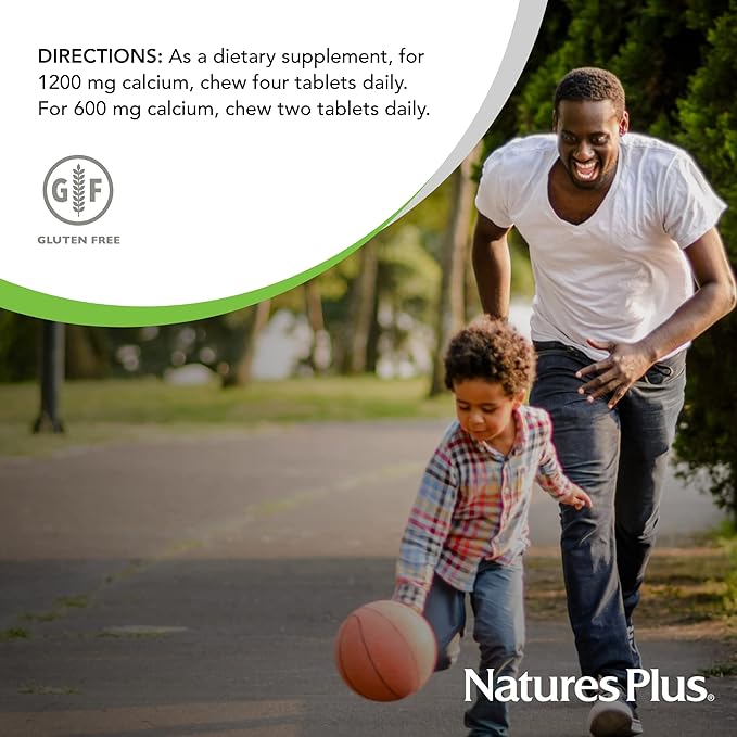 NaturesPlus Chewable Cal/Mag/VIT D3 with Vitamin K2 60 Chewable D3 and K2 - 30 Servings