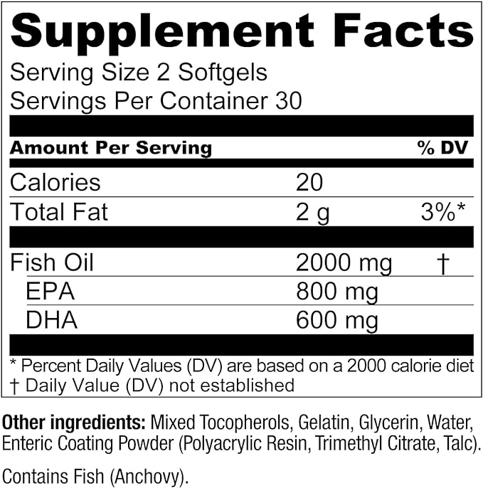 OmegaWell Fish Oil: Heart, Brain, and 800 mg 600 mg 120 Count (2-Pack)