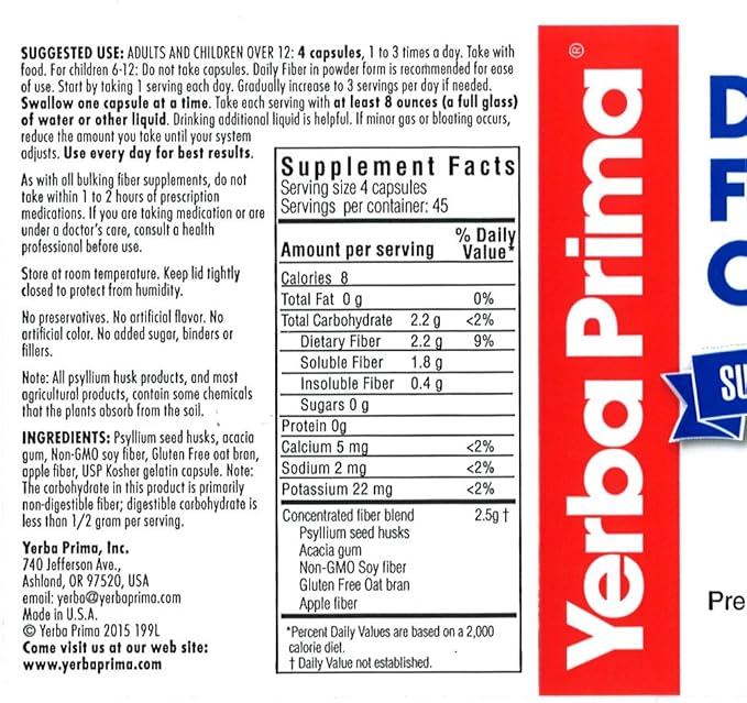 Yerba Prima Daily Fiber Formula 180 caps 2) -