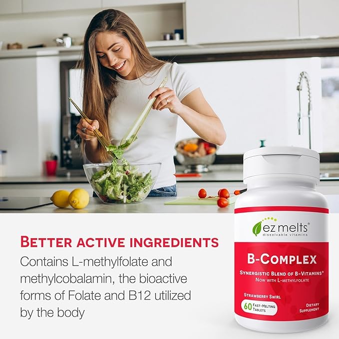 EZ Melts Dissolvable Vitamin B-Complex Tablet B12 & 2-Month Supply