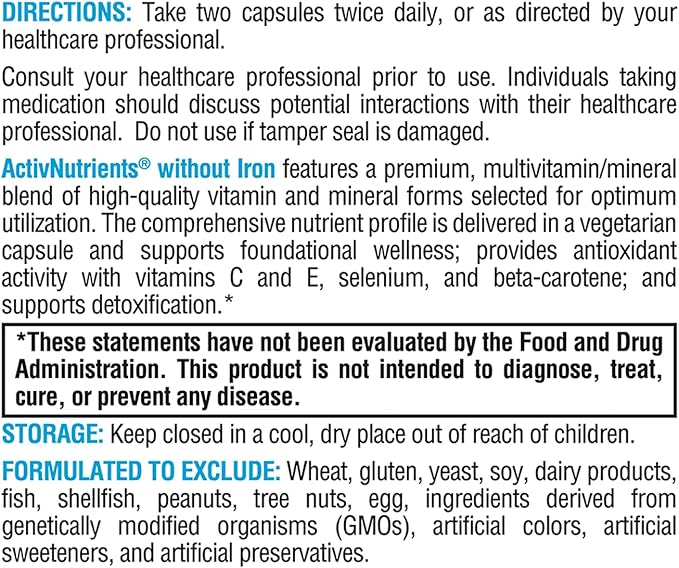 XYMOGEN ActivNutrients without Iron (60 Capsules)
