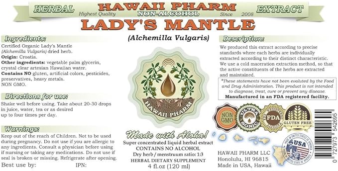 Lady's Mantle Alcohol-Free Liquid Extract, Organic 2 oz