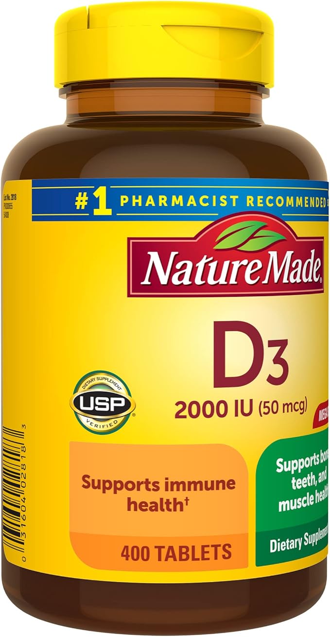 Nature Made Vitamin D3 2000 IU (50 mcg), 400 Tablets, 400 Day
