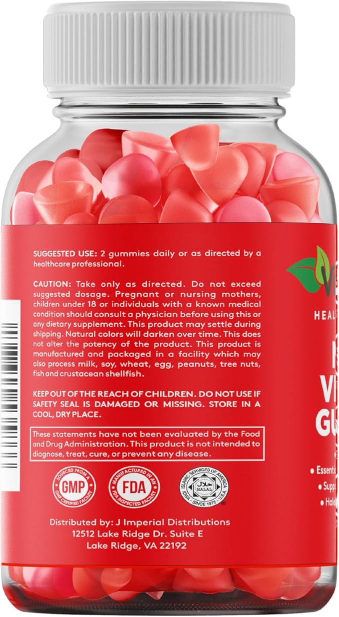 Multivitamin Gummies Daily Adult Gummy Vitamins for Men & Women - 90 Gummies - Nutritional Support with 13 Essential Vitamins and Minerals Made in USA