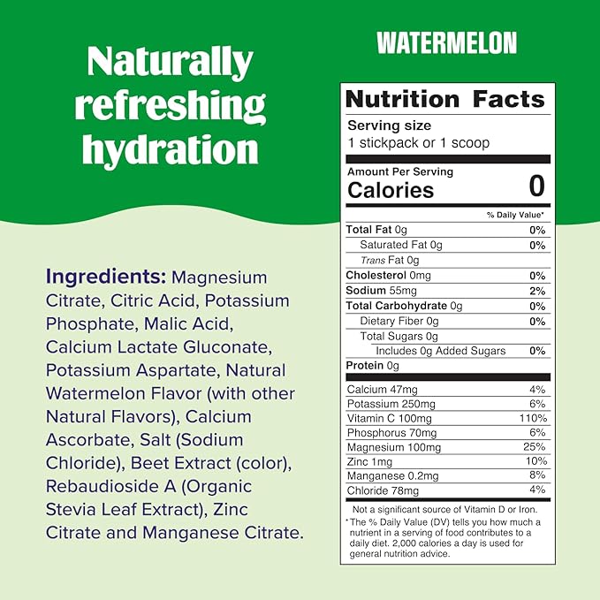 Ultima Replenisher Daily Electrolyte Powder Drink Mix – Watermelon, 30 Servings – Hydration Powder with 6 Key Electrolytes and Trace Minerals – Keto Friendly, Vegan, Non-GMO and Sugar-Free
