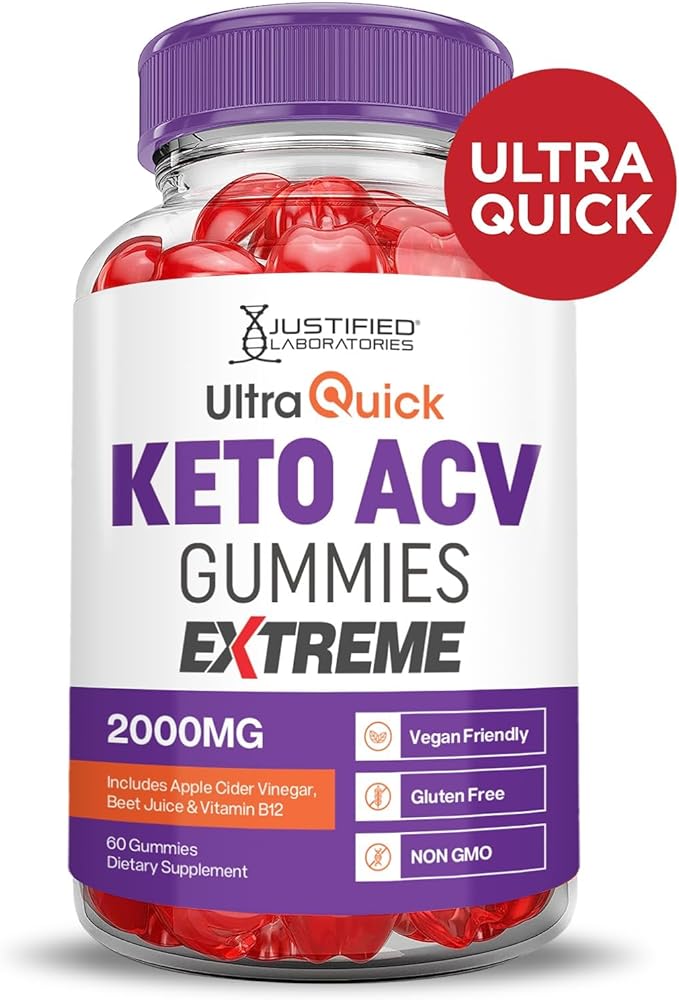 Justified Laboratories (2 Pack Ultra Quick Keto ACV Gummies Extreme 2000MG Ultraquick Keto Gummies Apple Cider Vinegar Formulated with Pomegranate Beet Juice Powder B12 Vegan Non GMO 120 Gummys