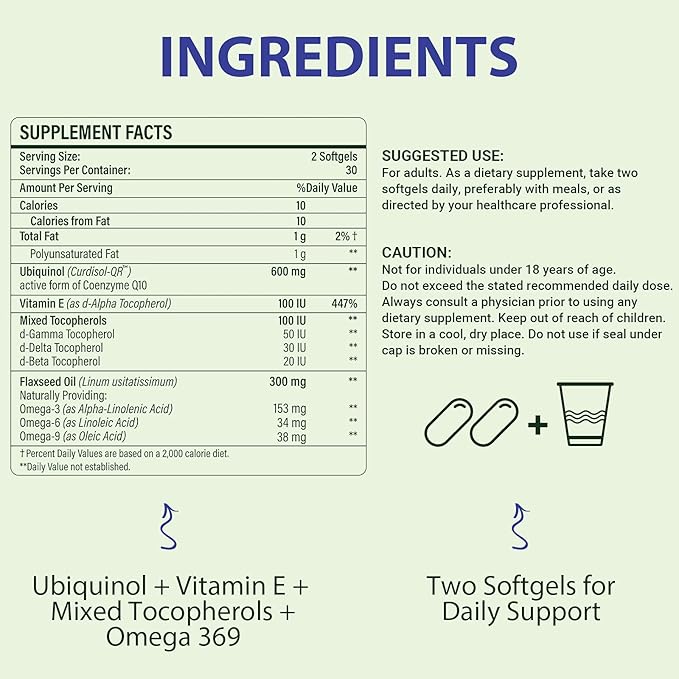 CoQ10 600mg Softgels CoQ10 Ubiquinol 3 6 6 9 9 | 240 Softgels