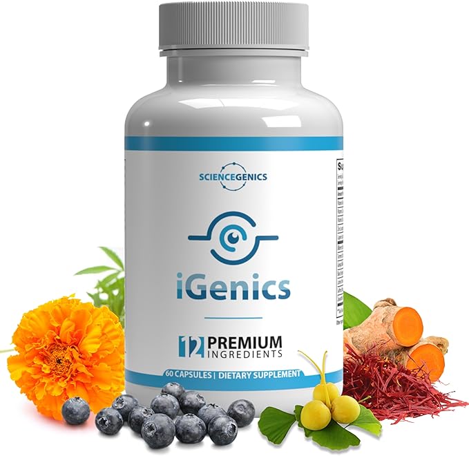 iGenics Premium Eye Vitamins with AREDs 2+ Formula 12 Natural, (1 Bottle)