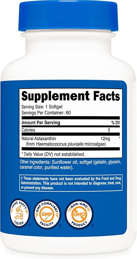 Nutricost Astaxanthin 12mg, 60 Softgels (2 Month