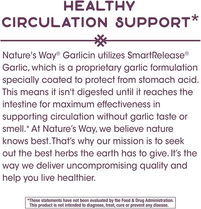 Nature’s Way Garlicin Cardio Premium Herbal 350 mg 90 Tablets