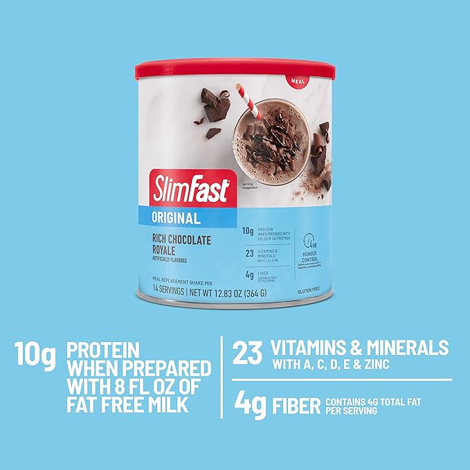 SlimFast Meal Replacement Powder, Original Rich 10g of 14 Servings 3) (Packaging
