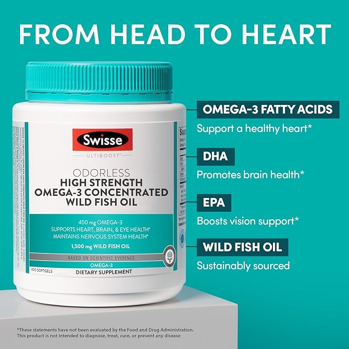 Swisse Wild Fish Oil Omega 3 1500 mg 3 Supplement 400 Softgel