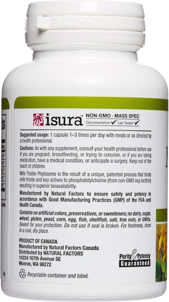 HerbalFactors by Natural Factors, Milk Thistle 90 capsules (90 servings)