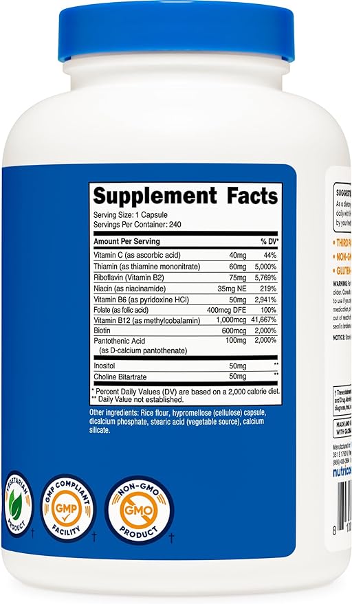 Nutricost Vitamin B Complex 460mg, 240 Capsules