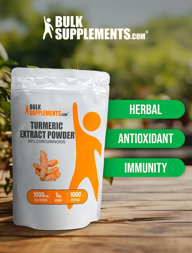 BulkSupplements.com Turmeric Extract Powder - from Turmeric Root, Curcumin Supplements 1000mg, Turmeric Curcumin Powder - Gluten Free, 1000mg per Serving, 5kg (11 lbs) (Pack of 5)