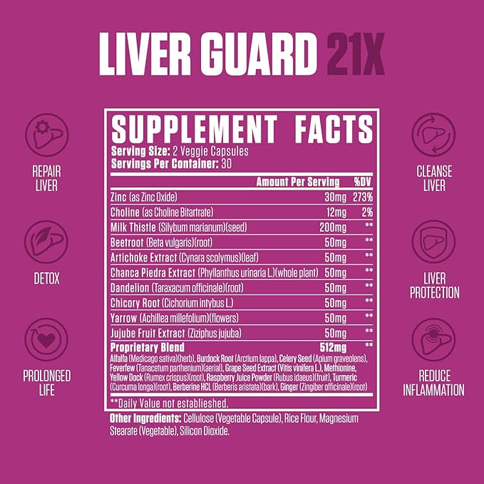 Liver Guard 21x #1 Rated 100% Natural 60 Capsules