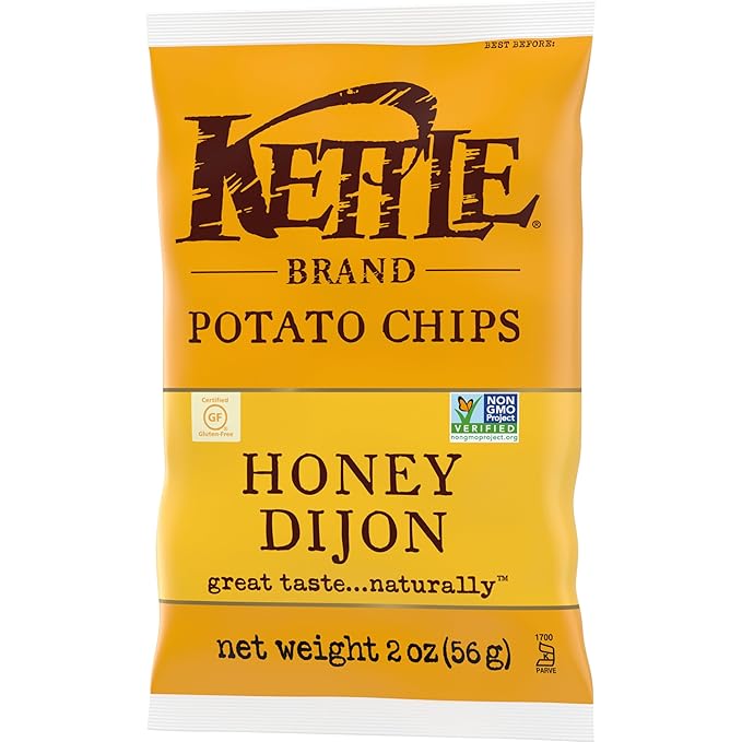 Kettle Brand Potato Chips, Honey Dijon Kettle Chips, Snack Bag, 2 Oz (Pack of 6)