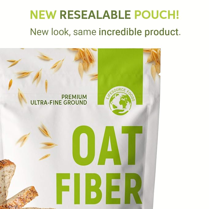 LifeSource Foods Oat Fiber 500 (1 LB) Keto, Zero-Carb, Gluten-Free, All-Natural Fiber for Low-Carb Baking and Bread, OU Kosher, Resealable Pouch