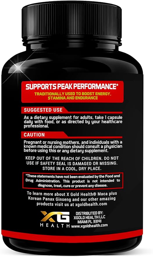 Maca Root Capsules 10,000mg + Korean 1,400mg - 20x Concentrated 10x Concentrated