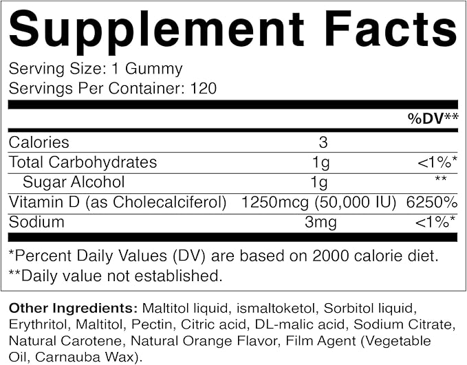 Vitamatic Sugar Free Vitamin D3 50,000 120 Pectin (50000 IU)