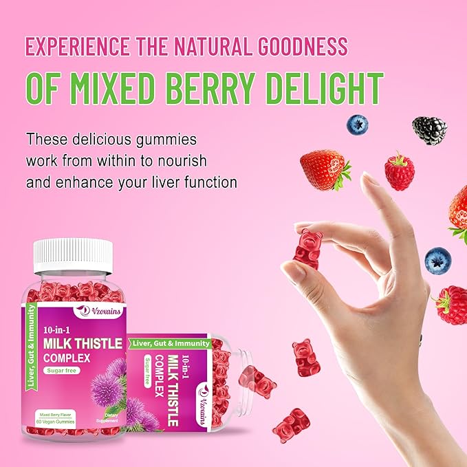 1500mg Milk Thistle Gummies, 10-in-1 Herbal