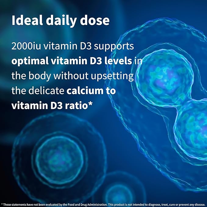 Pure & Essential Daily Vegetarian Vitamin D3 2000iu, 2000iu, Cholecalciferol, 365 Small 1-A-Day 1-Year 1-Year Supply,