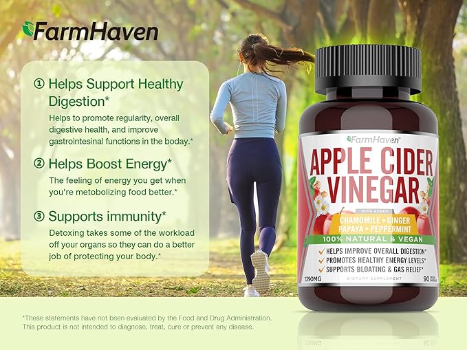 FarmHaven Apple Cider Vinegar Capsules 1390MG, Apple