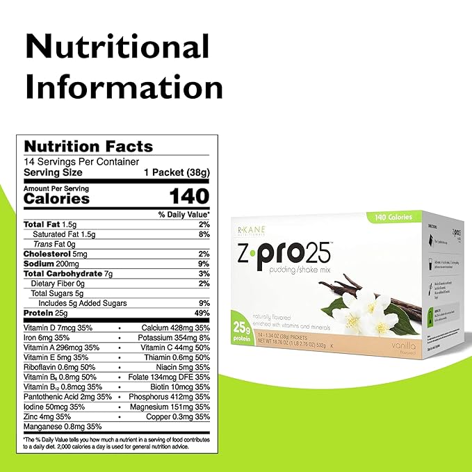Z-Pro Vanilla Protein Drink Mix 25g Protein 14 Packets- ZPro25