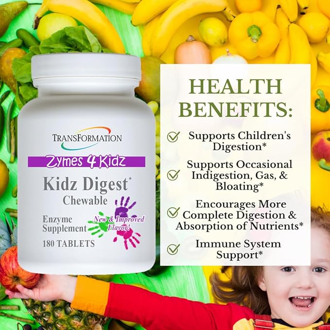 Transformation Enzymes Kidz Digestive Enzyme Supplement 180 Tablets #1 Physician