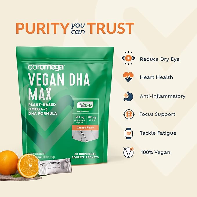 Coromega Vegan DHA, Plant-Based Omega-3 Algal 60 Ct
