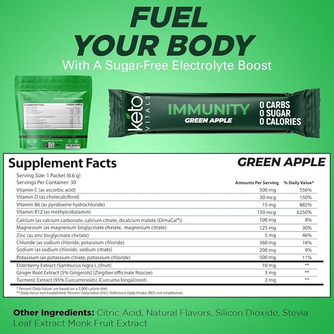 Keto Vitals Immunity Sugar Free Electrolytes 30 Count