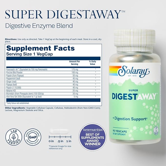SOLARAY Super Digestaway Digestive Enzymes 90 VegCaps