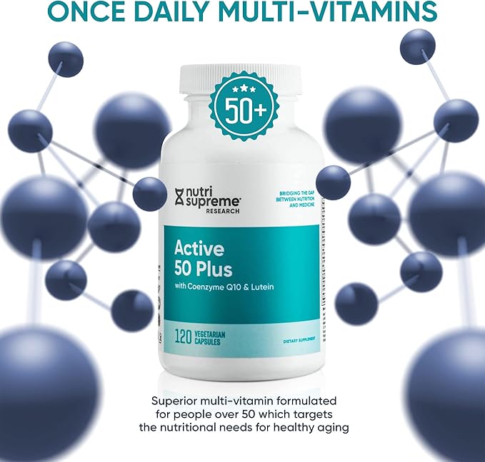 Nutri Supreme Active 50 Plus, CoQ10, Lutein, ALA, and Turmeric, Advanced Formula for Healthy Aging and Vitality, 120 Vegetable Capsules