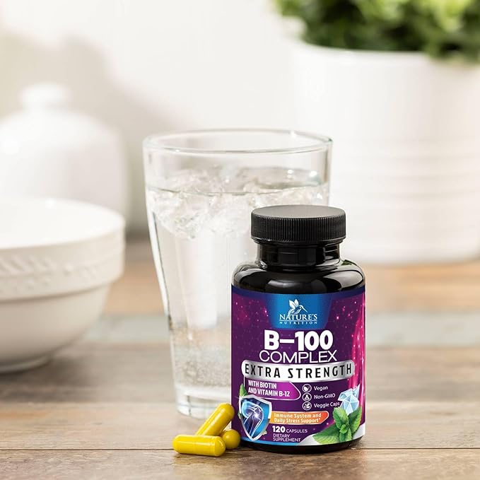 B Complex Vitamins with Vitamin B1 B2 B3 B3 B6 B6 B12 B12 B100 B100 C 120 Vegan