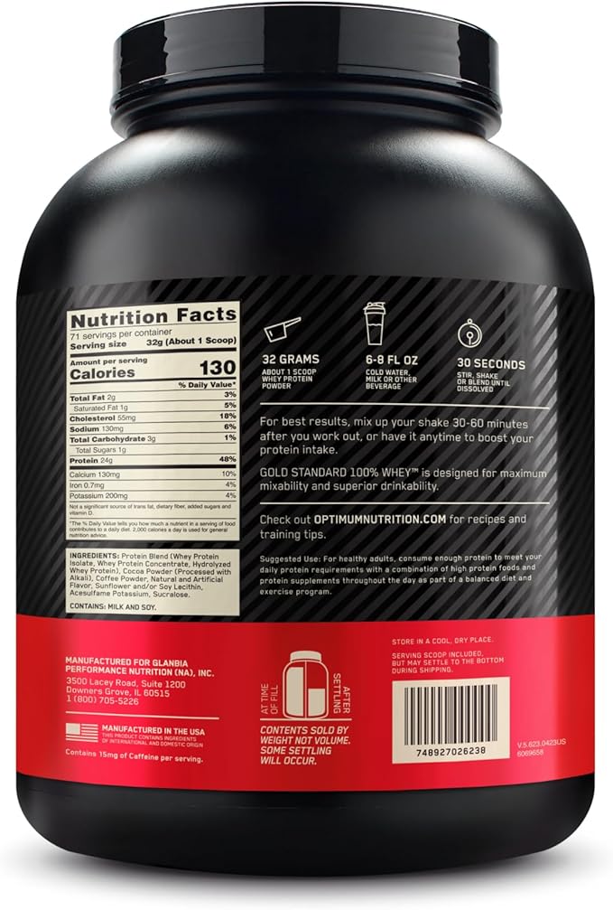Optimum Nutrition Gold Standard 100% Whey Protein Powder, Mocha Cappuccino, 5 Pound (Packaging May Vary)