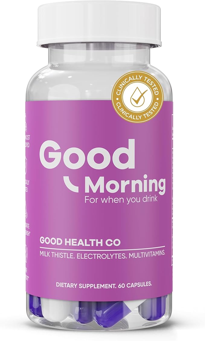 Good Morning - Drink Tonight, Thrive Tomorrow | Clinically Tested Post-Drinking Relief, Liver Support and Hydration Recovery with Electrolytes, Milk Thistle + DHM. Cheers!