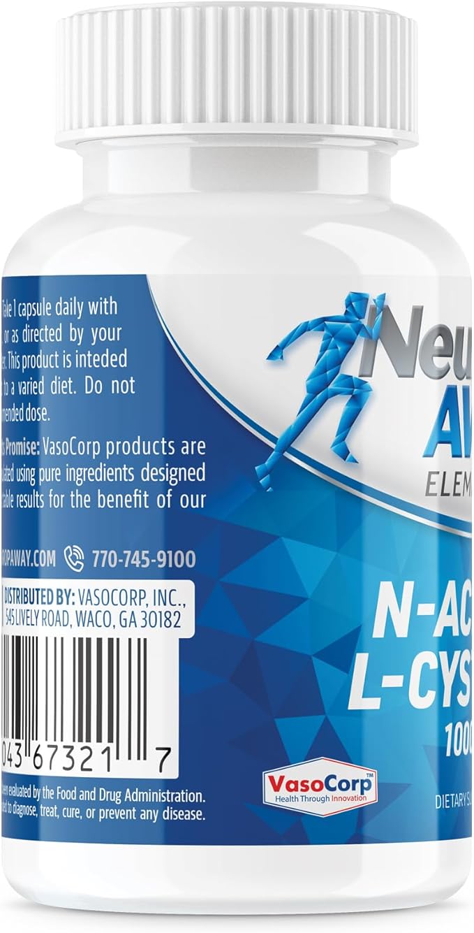 NeuropAWAY Elements N-Acetyl L-Cysteine 1000mg 60ct (60 1000mg 1000mg Capsules 3 Bottles